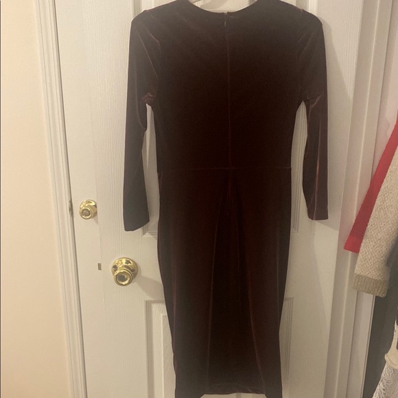 Elegant Burgundy Velvet Dress - Picture 3 of 3